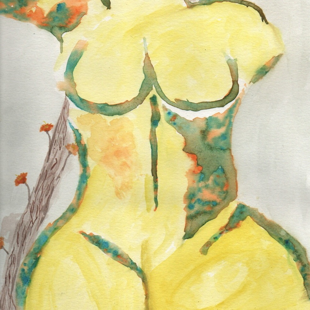 Vibrant Yellow and Green Abstract Art Hand Painted